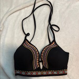 Shade & Shore Black and Aqua Bikini Top